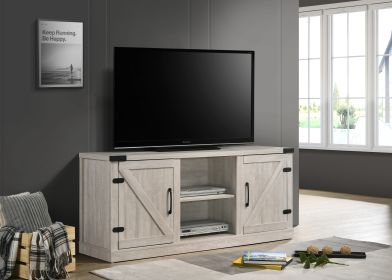 Salma Dusty Gray 58" Wide TV Stand with 2 Open Shelves and 2 Cabinets