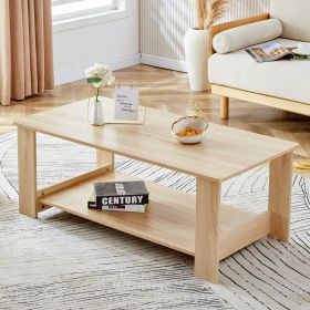 A modern and practical log colored textured coffee table,tea table. The double-layer coffee table is made of MDF material. Suitable for living room 43