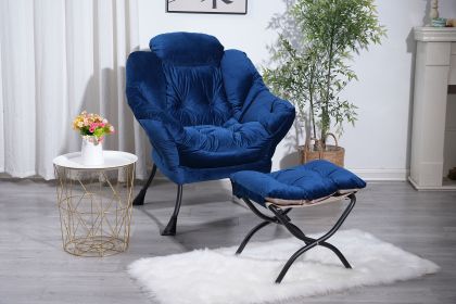 Living Room Chairs Modern Cotton Fabric Lazy Chair, Accent Contemporary Lounge Chair, Single Steel Frame Leisure Sofa Chair with Armrests and A Side P