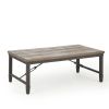 Vintage-Style Cocktail Table - Warm Antiqued Tobacco Finish, Iron Metal Base - Rustic Charm and Rivet Details