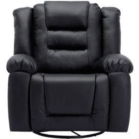 360¬∞ Swivel Rocker Recliner,Home Theater Seating Manual Recliner, PU Leather Reclining Chair for Living Room,Black