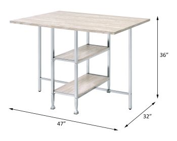 ACME Raine Counter High Table, Antique White & Chrome Finish 74005