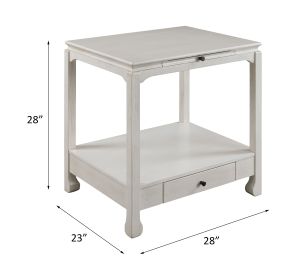 ACME Seatlas Accent Table, Antique White Finish 97975