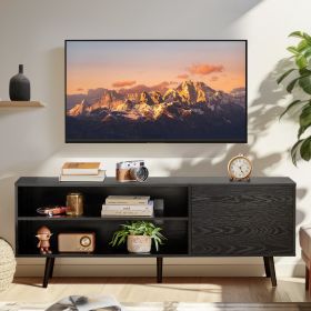 TV Stand for Living Room with Storage for TV up to 70 inch,Black TV Console Table with Cable Management Adapted to Media Cable Box, Entertainment Cent