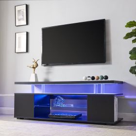 TV Stand for 65 Inch TV LED Gaming Entertainment Center Media Storage Console Table with Large Sliding Drawer & Side Cabinet for Living Room( Black)