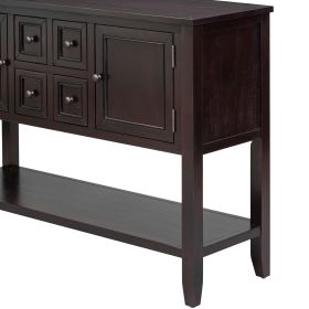 TREXM Cambridge Series Ample Storage Vintage Console Table with Four Small Drawers and Bottom Shelf for Living Rooms, Entrances and Kitchens (Espresso