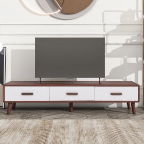 U-Can Modern TV Stand with 3 Drawers Adorned with Embossed Patterns for 65+ Inch TV, Rectangle Entertainment Center with Ample Storage Space for Livin