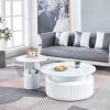 2 Pieces White MDF Round Coffee Table Set for Living Room, Bedroom