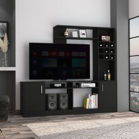 Latrou 6-Bottle 2-Door Entertainment Center Black Wengue