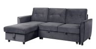 Hudson Dark Gray Velvet Reversible Sleeper Sectional Sofa with Storage Chaise