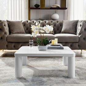 Cream White Coffe Table, 33.5" Modern Minimalist Square Coffee Tables for Living Room Home Office, Sturdy Durable Low Table for Sitting on The Floor,