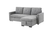 Serenity Gray Fabric Reversible Sleeper Sectional Sofa with Storage Chaise