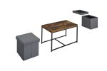 Murph Weathered Oak Wood Grain 3 Piece Coffee Table Set