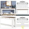 63" Pine Wood Console Table with 4 Drawers and 1 Bottom Shelf for Entryway Hallway Easy Assembly 63 inch Long Sofa Table (Antique White+ Brown Top)