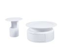 2 Pieces White MDF Round Coffee Table Set for Living Room, Bedroom