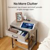 Nightstand with Charging Station; End Table; Side Table with Drawer; Open Storage Shelf; Bedside Table for Bedroom; Living Room; Sofa; Couch