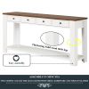 63" Pine Wood Console Table with 4 Drawers and 1 Bottom Shelf for Entryway Hallway Easy Assembly 63 inch Long Sofa Table (Antique White+ Brown Top)