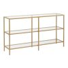 51.2' Console Table; Tempered Glass Sofa Table; Modern Entryway Table; Metal Frame; Easy to Assemble; for Living Room; Hallway; Gold Color