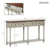 Console Table Sofa Table with Storage Console Tables for Entryway with Drawers and Shelf Rectangular Living Room Table Solid Wood Long (Antique Grey)