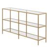 51.2' Console Table; Tempered Glass Sofa Table; Modern Entryway Table; Metal Frame; Easy to Assemble; for Living Room; Hallway; Gold Color