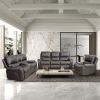 Faux Leather Reclining Sofa Couch 3 Seater Sofa for Living Room Grey