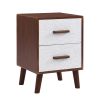 U-Can 3 Piece TV Stand set, 1 TV Stand and 2 End Tables with Drawers and Embossed Patterns for Living Room, Brown+White