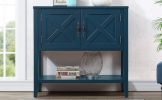 35'' Farmhouse Wood Buffet Sideboard Console Table with Bottom Shelf and 2-Door Cabinet, for Living Room, Entryway,Kitchen Dining Room Furniture (Navy