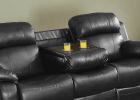 Contemporary Black Faux Leather Upholstered 1pc Double Reclining Sofa w/ Center Drop-Down Cup Holder Living Room Furniture