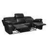 Contemporary Black Faux Leather Upholstered 1pc Double Reclining Sofa w/ Center Drop-Down Cup Holder Living Room Furniture