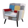 Patchwork Accent Chair;  Mid Century Modern Fabric Club Chair for Bedroom Comfy;  Colourful Single Sofa Chair for Livingroom;  Bedroom;  Office;  Stud