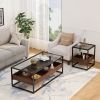 47.24"Rectangle Glass Coffee Table with storage shelf and metal table legs , Home Furniture for Living Room