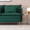 Modern Upholstered Loveseat Sofa;  Emerald Cotton Linen-63.8''