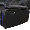 Modern Faux Leather Manual Reclining with Center Console with LED Light Strip,Living Room Furniture Set,PU Symmetrical Couch with 2 Cup Holders and St