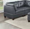 Contemporary Genuine Leather 1pc Corner Wedge Black Color Tufted Seat Living Room Furniture