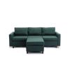 3 Seat Module Sectional Sofa Couch With 1 Ottoman for living room,Seat Cushion and Back Cushion Non-Removable and Non-Washable,Green