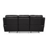 Contemporary Black Faux Leather Upholstered 1pc Double Reclining Sofa w/ Center Drop-Down Cup Holder Living Room Furniture