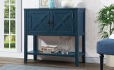 35'' Farmhouse Wood Buffet Sideboard Console Table with Bottom Shelf and 2-Door Cabinet, for Living Room, Entryway,Kitchen Dining Room Furniture (Navy