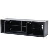 ON-TREND Modern TV Stand with 2 Tempered Glass Shelves, High Gloss Entertainment Center for TVs Up to 70'', Elegant TV Cabinet with LED Color Changing