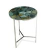 Accent Side Table: Clean Lines, Jasper Stone Top in Emerald, Modern Chrome Base, Perfect End or Accent Table