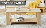 A modern and practical log colored textured coffee table,tea table. The double-layer coffee table is made of MDF material. Suitable for living room 43