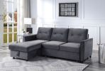 Hudson Dark Gray Velvet Reversible Sleeper Sectional Sofa with Storage Chaise