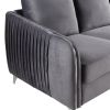 Hathaway Gray Velvet Fabric Sofa Loveseat Chair Living Room Set