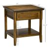 HOMCOM Side Table with Storage, Vintage End Table with Drawer and Open Shelf, Beside Table for Bedroom, Living Room, Dark Coffee