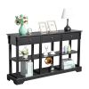 Console Sofa Table with Ample Storage; Retro Kitchen Buffet Cabinet Sideboard with Open Shelves and 3 Drawers; Accent Storage Cabinet for Entryway/Liv