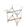 Gold Stainless Steel With Acrylic Frame Clear Glass Top End Table CS-1197-1