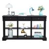 Console Sofa Table with Ample Storage; Retro Kitchen Buffet Cabinet Sideboard with Open Shelves and 3 Drawers; Accent Storage Cabinet for Entryway/Liv