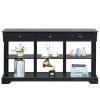 Console Sofa Table with Ample Storage; Retro Kitchen Buffet Cabinet Sideboard with Open Shelves and 3 Drawers; Accent Storage Cabinet for Entryway/Liv