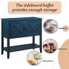 35'' Farmhouse Wood Buffet Sideboard Console Table with Bottom Shelf and 2-Door Cabinet, for Living Room, Entryway,Kitchen Dining Room Furniture (Navy