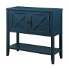 35'' Farmhouse Wood Buffet Sideboard Console Table with Bottom Shelf and 2-Door Cabinet, for Living Room, Entryway,Kitchen Dining Room Furniture (Navy