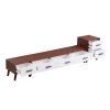 U-Can 3 Piece TV Stand set, 1 TV Stand and 2 End Tables with Drawers and Embossed Patterns for Living Room, Brown+White